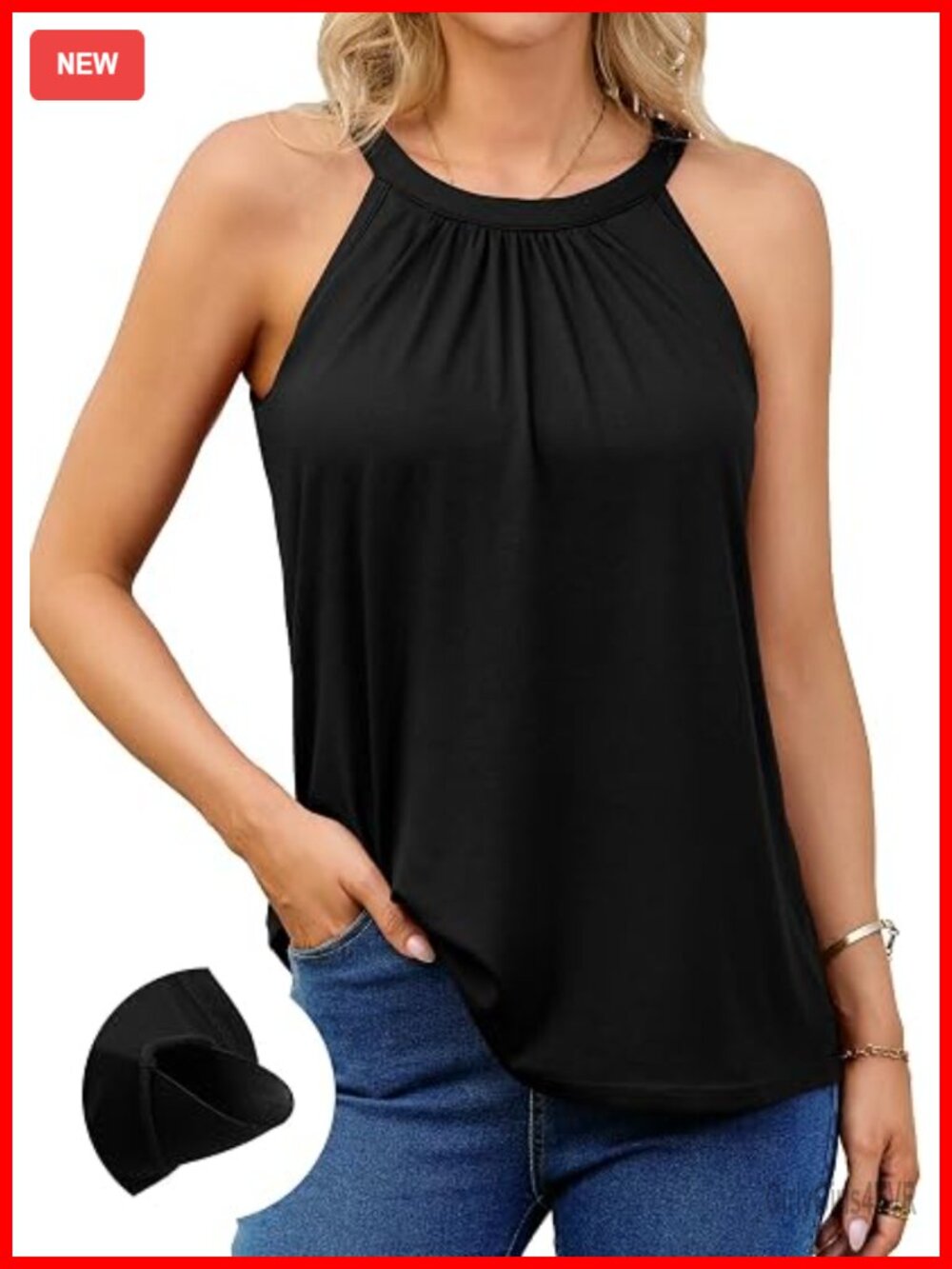 Women's Halter Tank Top with Built in Bra Loose Fit Cami Summer Sleeveless